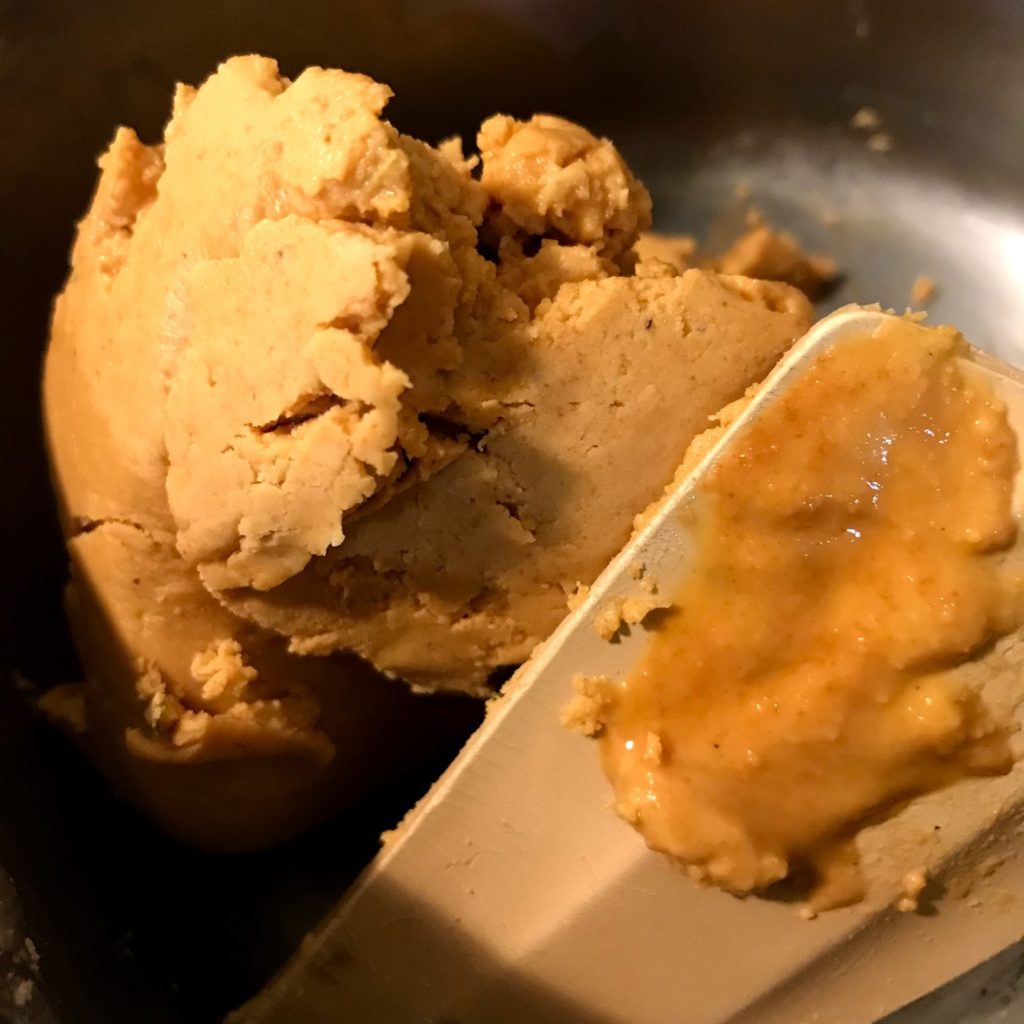 ladoo mixture has been cooked into a soft dough.