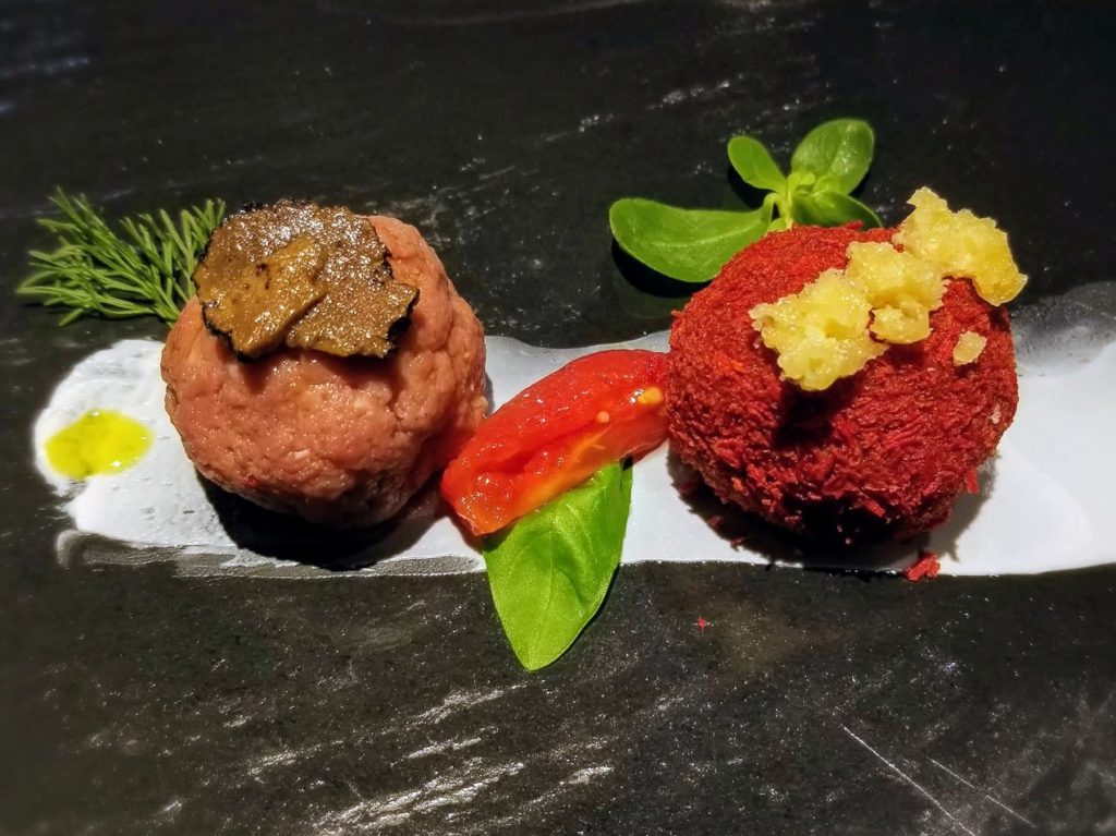 beef tartare at il ridotto venice michelin star restaurant