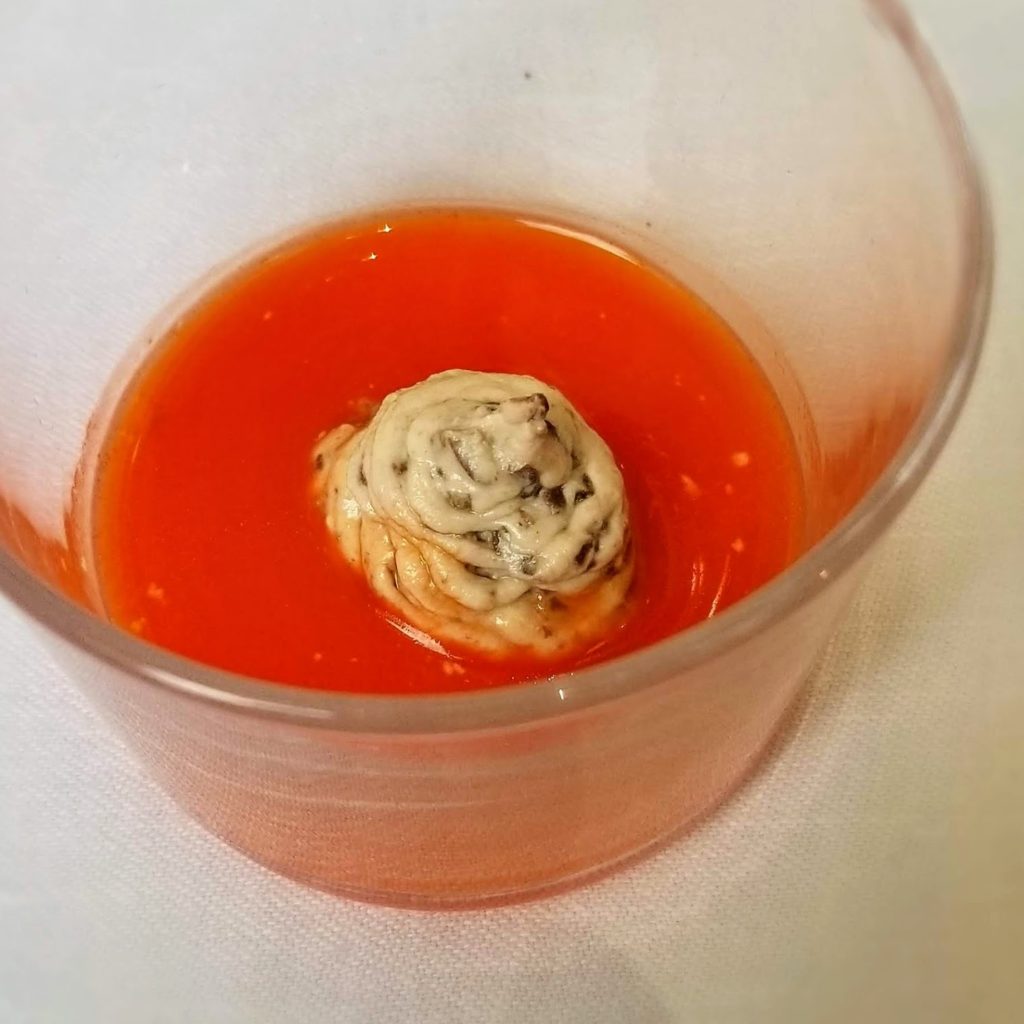 gazpacho with cheese at osteria brunello