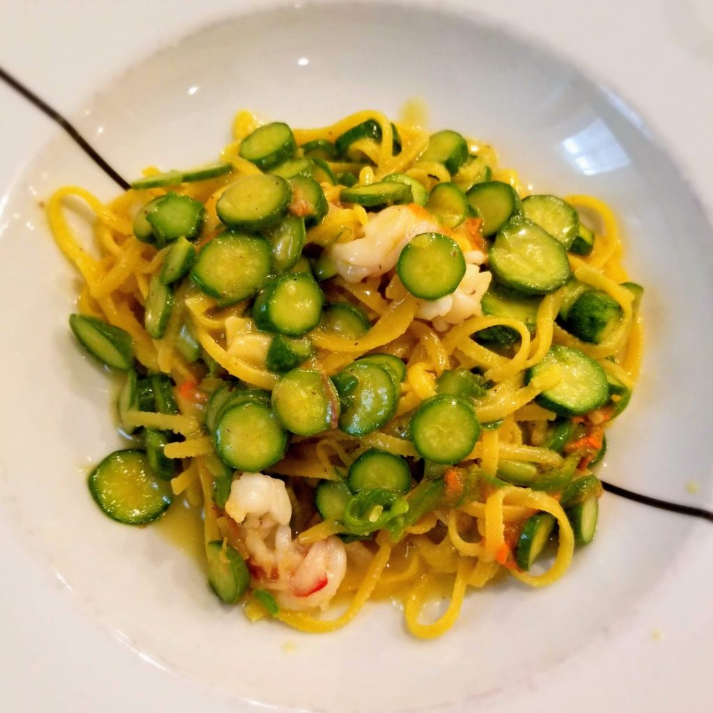 paper moon shrimp zucchini tagliolini