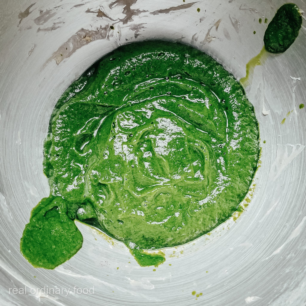 spinach puree for pici pasta dough