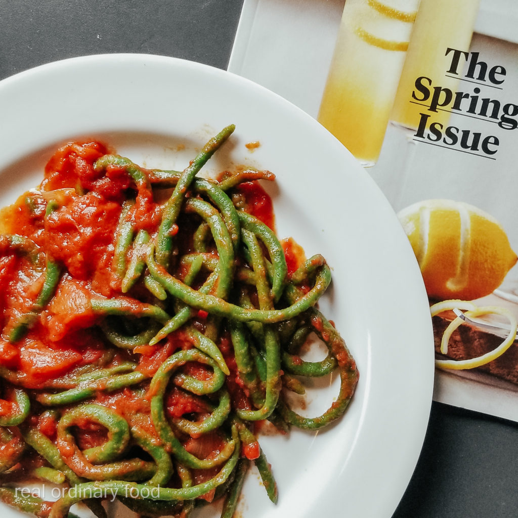 fresh thyme and tomato sauce spinach pici pasta