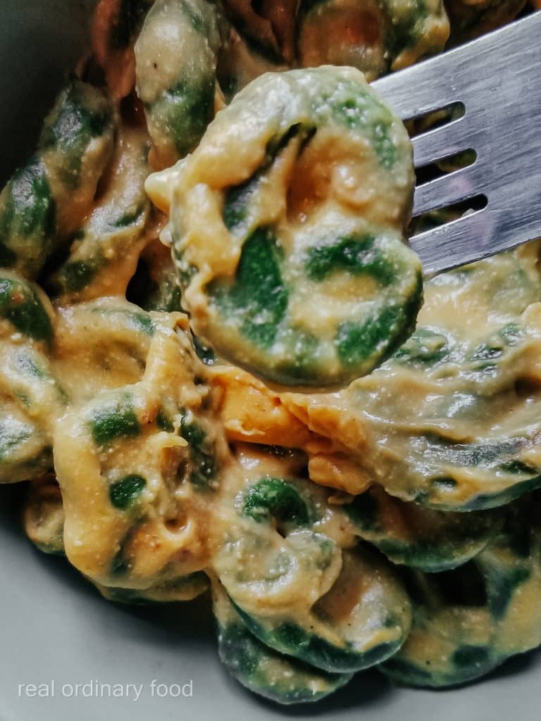 homemade spinach pici mac n cheese
