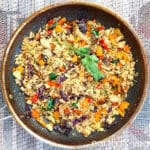 scrambling tofu and veggies