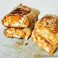 stack of leftover thai red curry burritos
