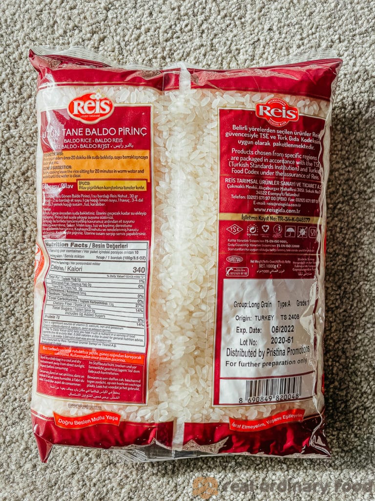 reis brand baldo rice nutritional information