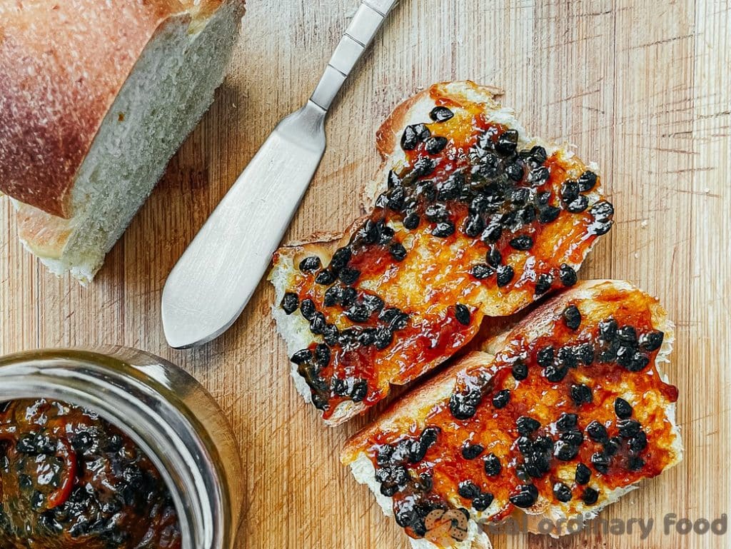 passion fruit butter spread on homemade bread