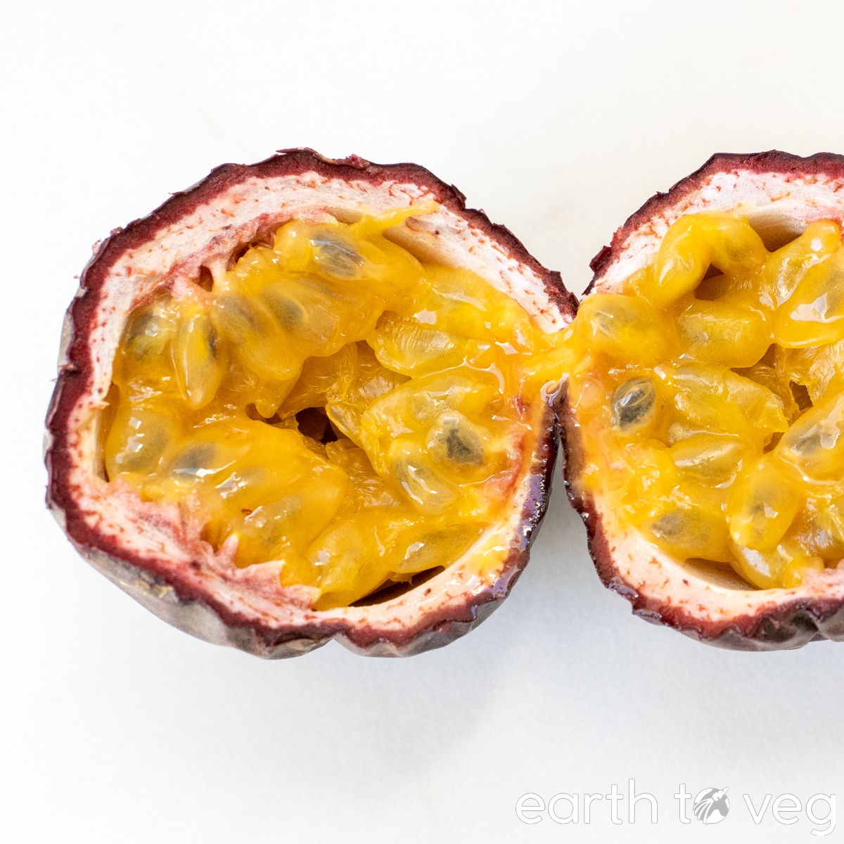 ripe passion fruit, sliced open