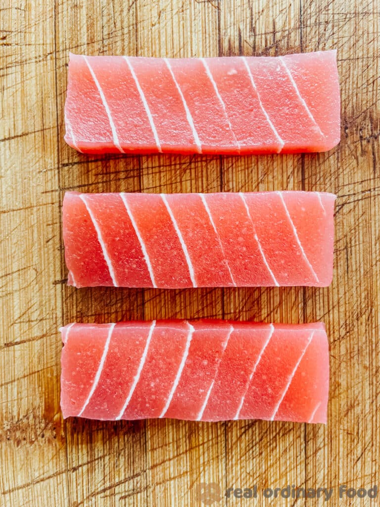 vege 9 vegan salmon sashimi slices