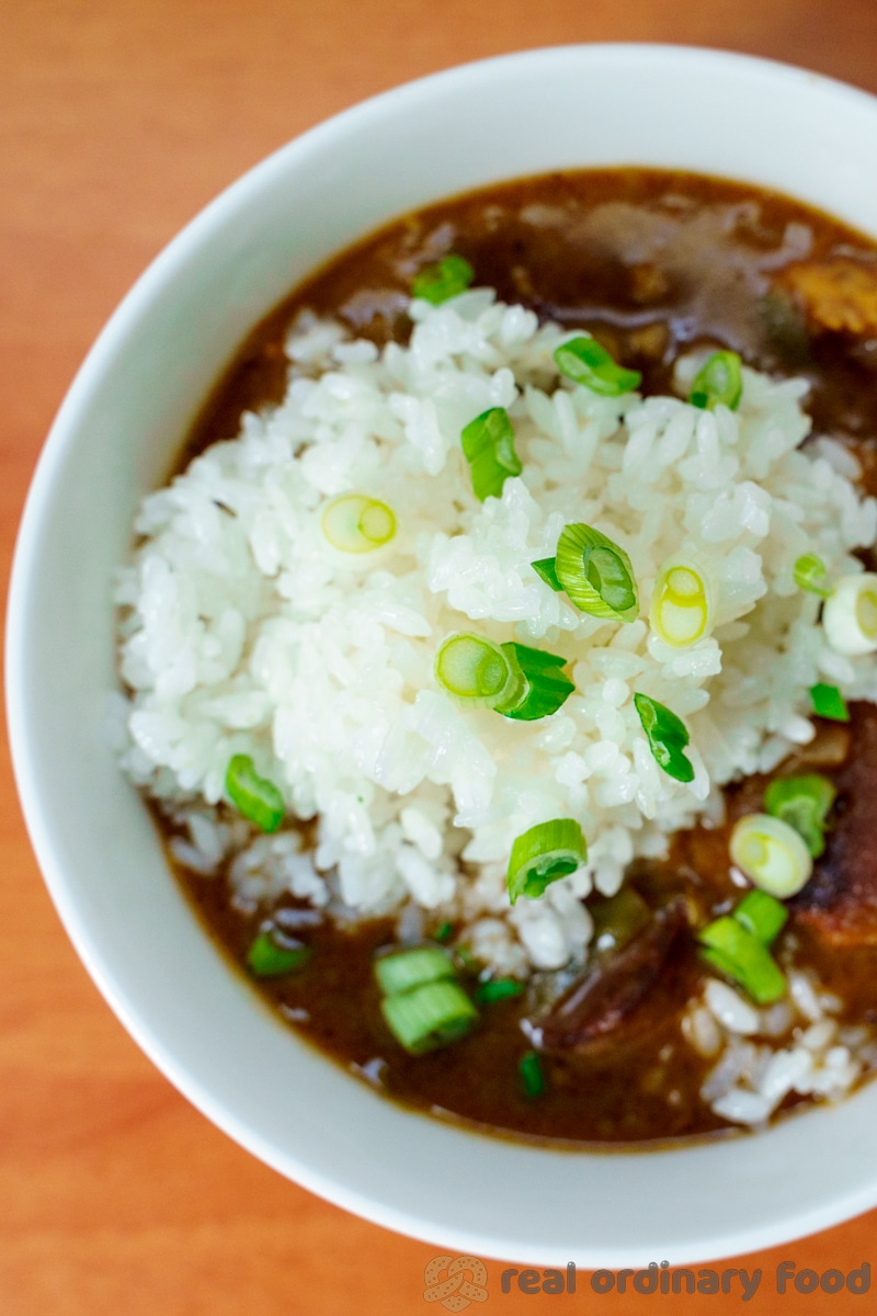 proper vegan gumbo with rice