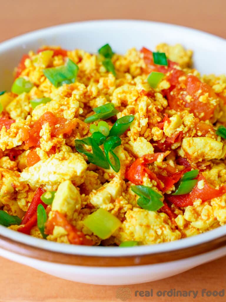 vegan chinese tomato egg stir fry
