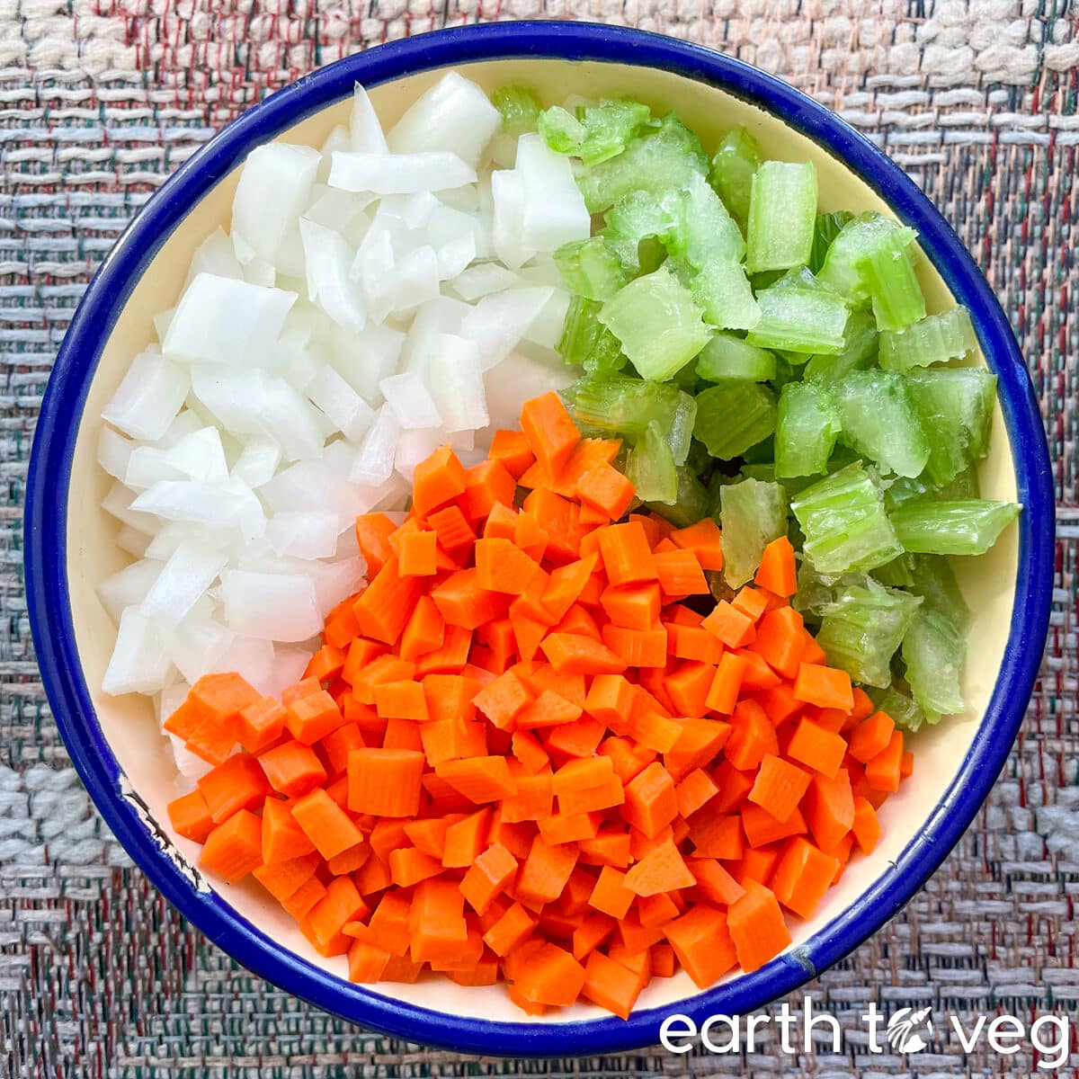 mirepoix ingredients (celery, onion, carrot)