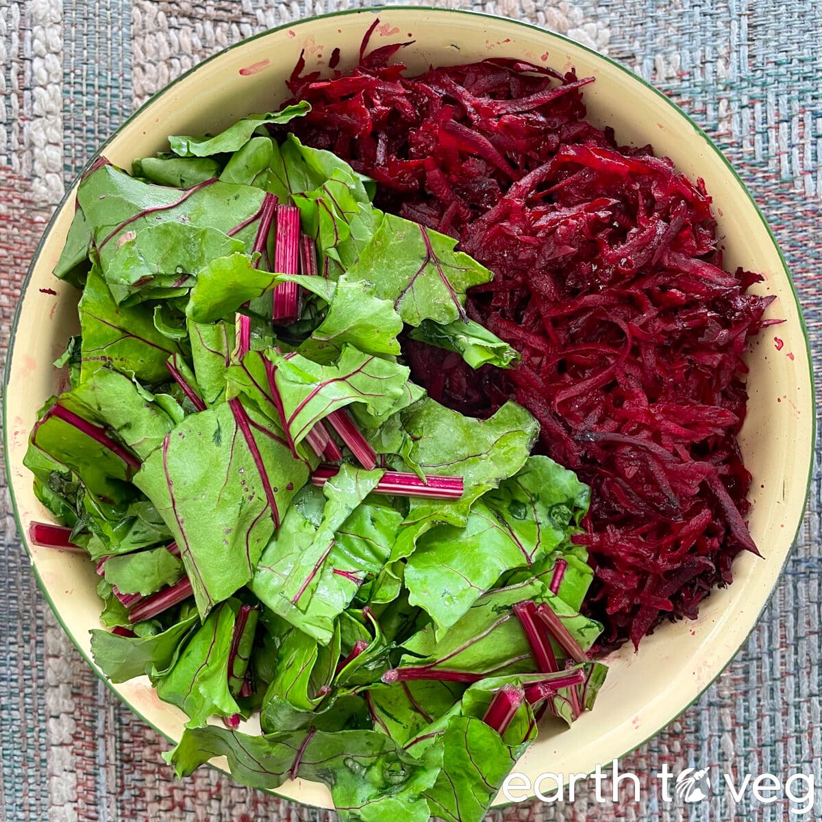 chopped beet leaves and grated beetroot