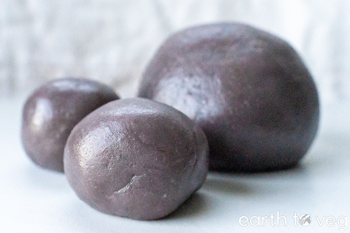 thickened taro paste rolled into balls