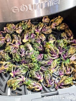 Roasted kalettes in an air fryer.