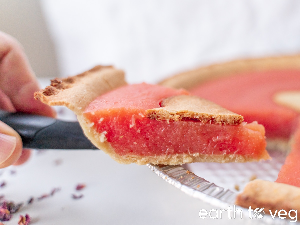 vegan pink pineapple pie cross section