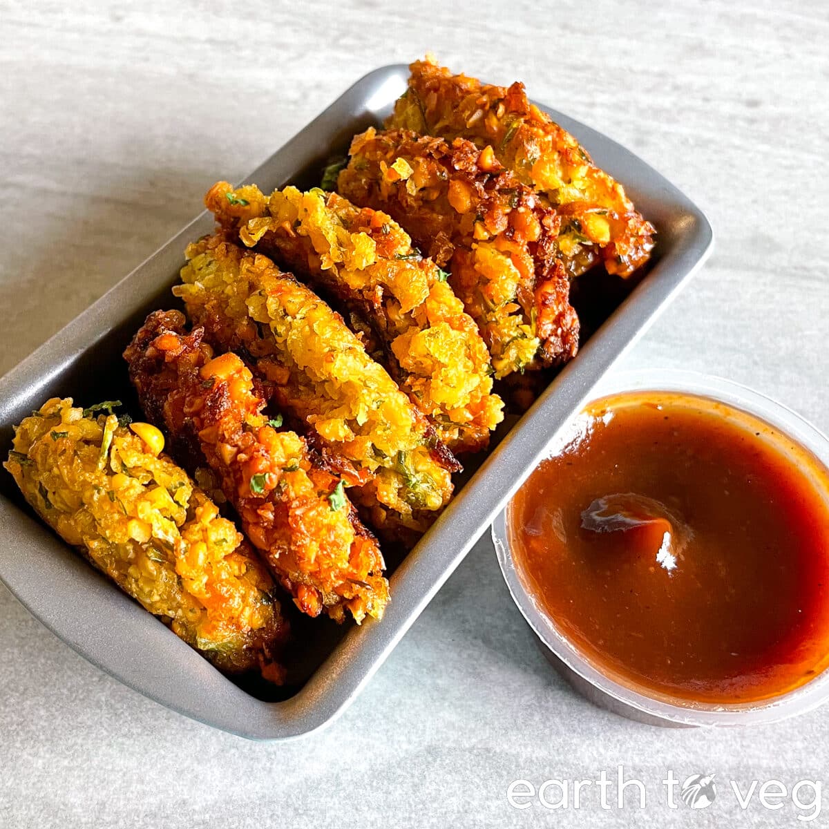 fried paruppu vadai with barbeque sauce