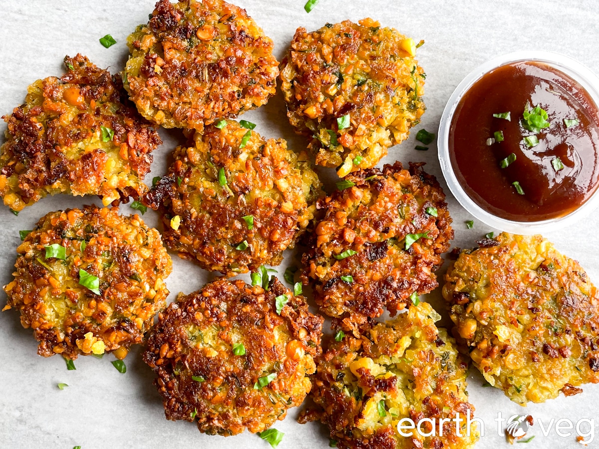 fried masala vada with barbeque sauce