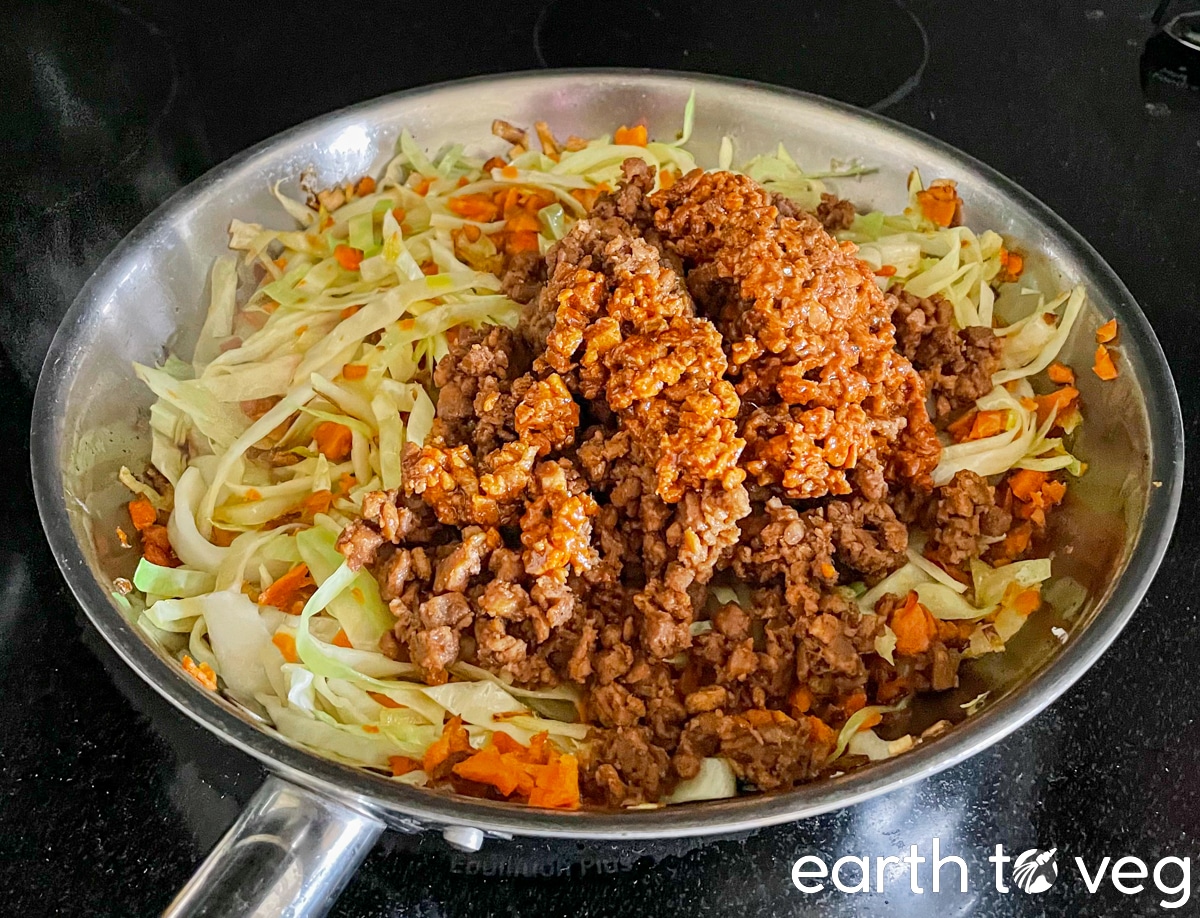 adding vegan ground meat