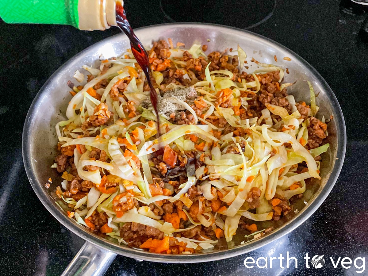 adding soy sauce
