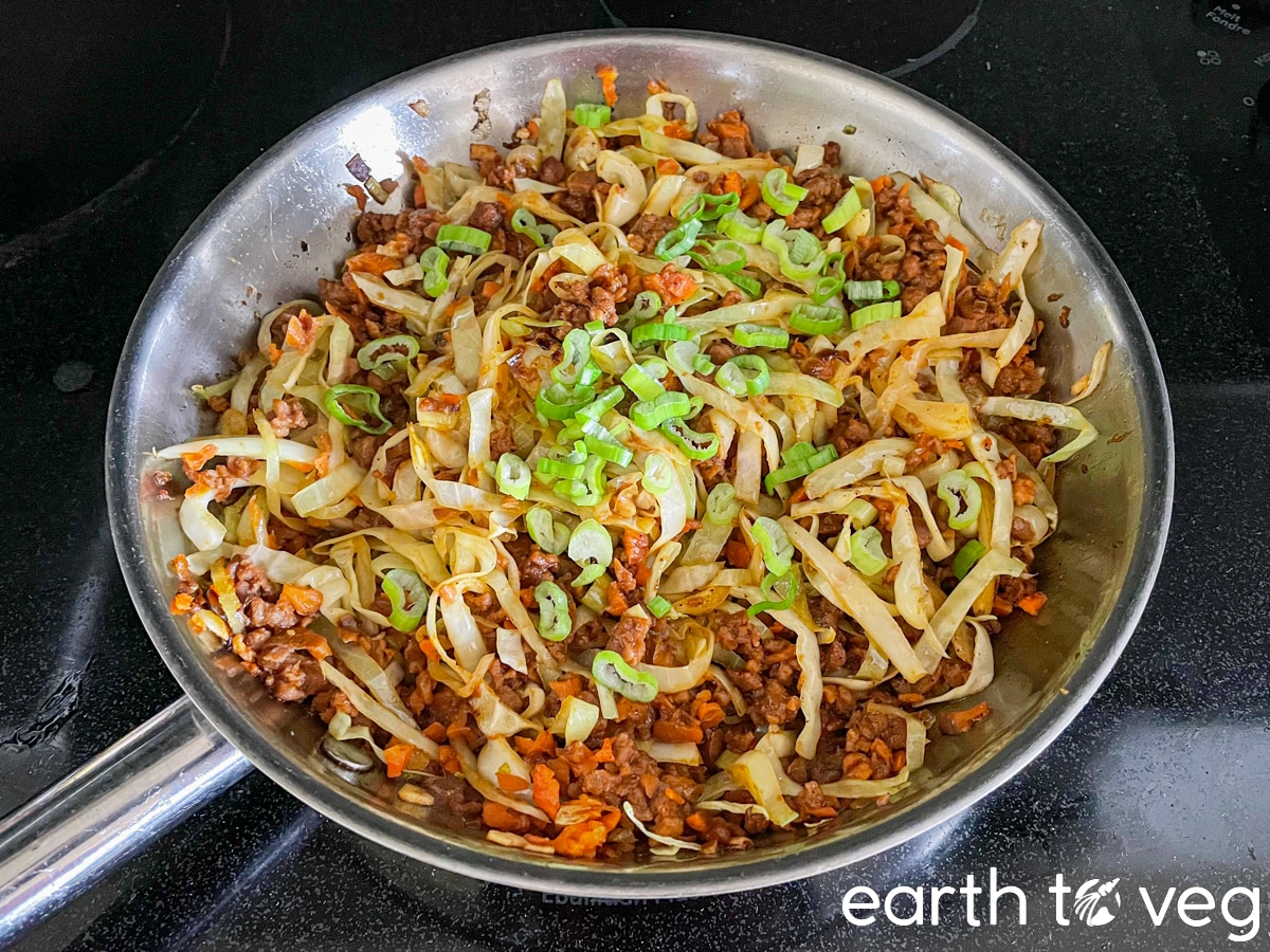 garnishing with scallions