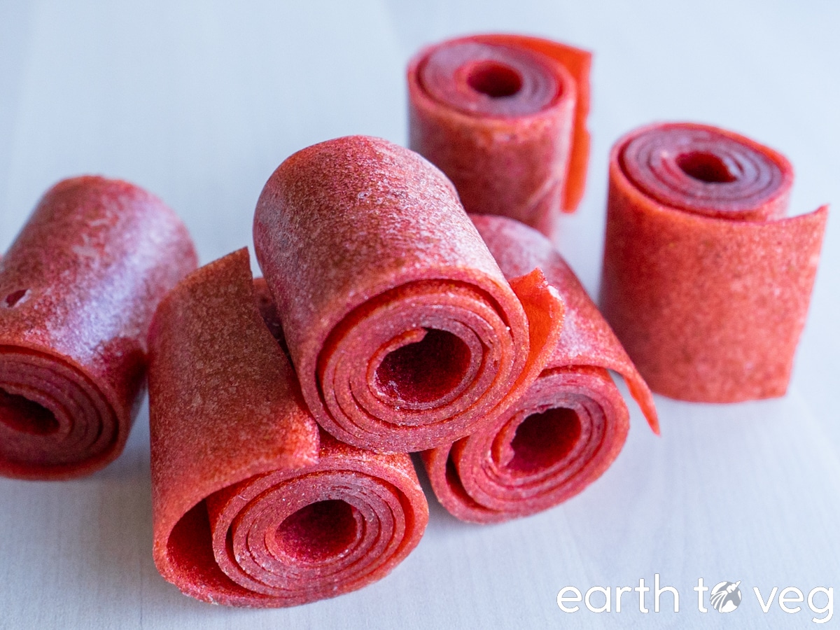 a small pile of sliced rolls of hawthorn berry leather
