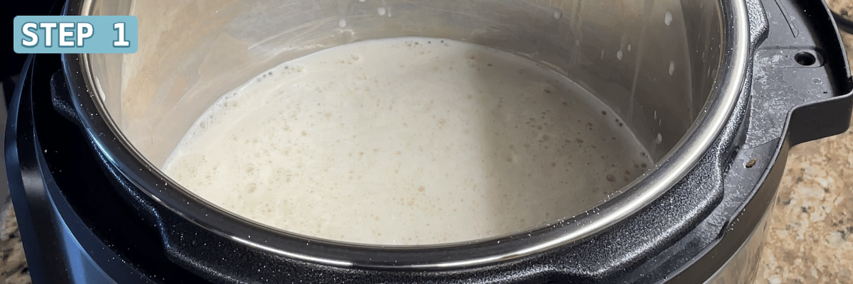 Fresh cooked soy milk in the Instant Pot.