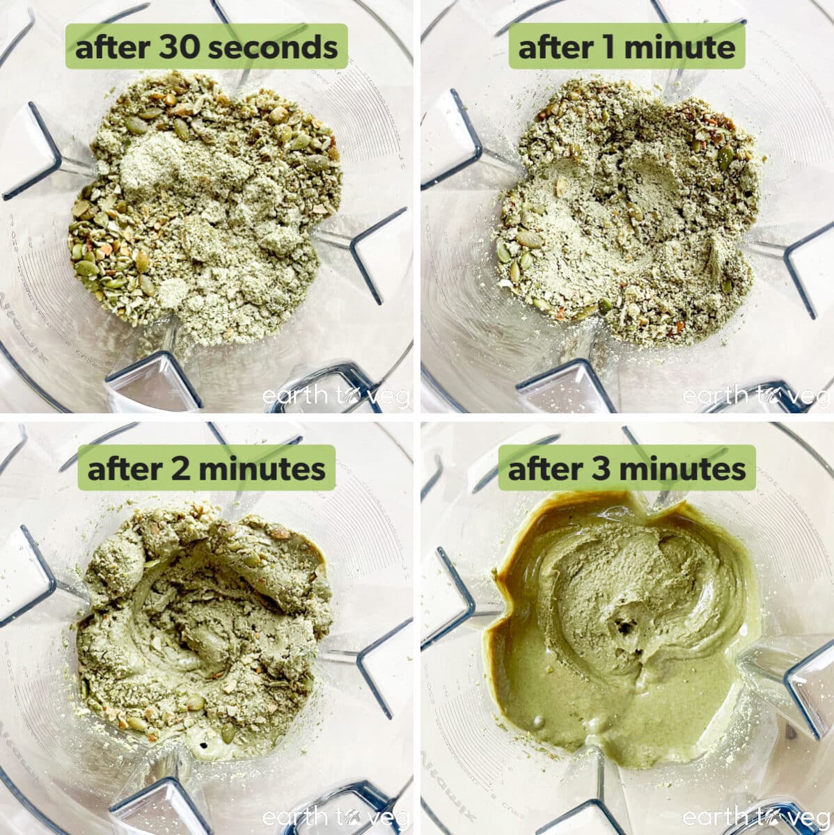 Roasted pumpkin seeds are gradually blended into butter over 3 minutes.