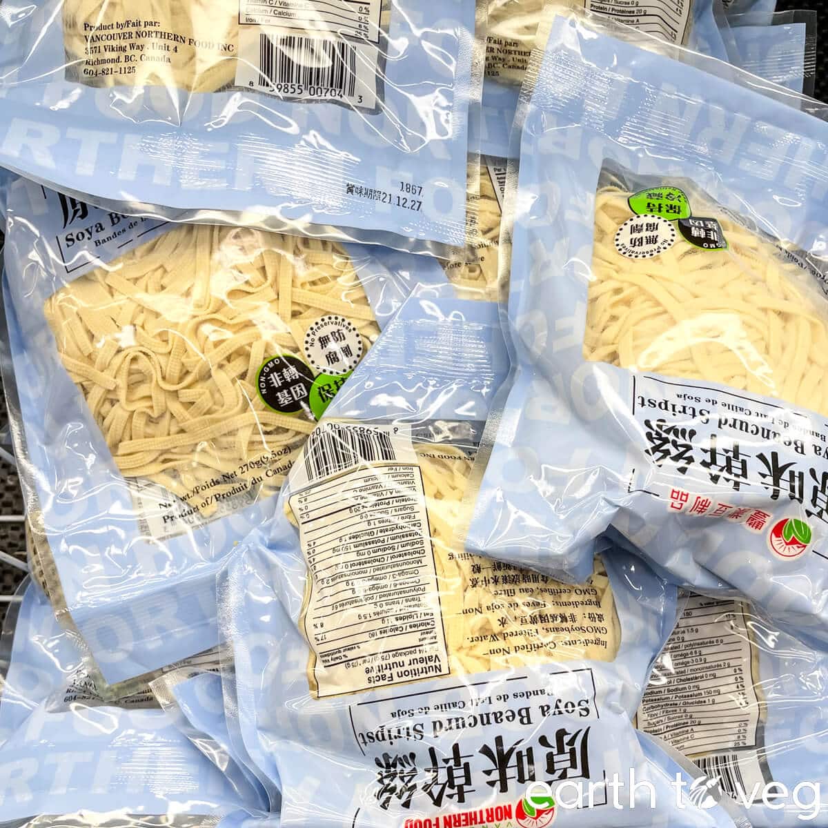 Packages of bean curd strips.
