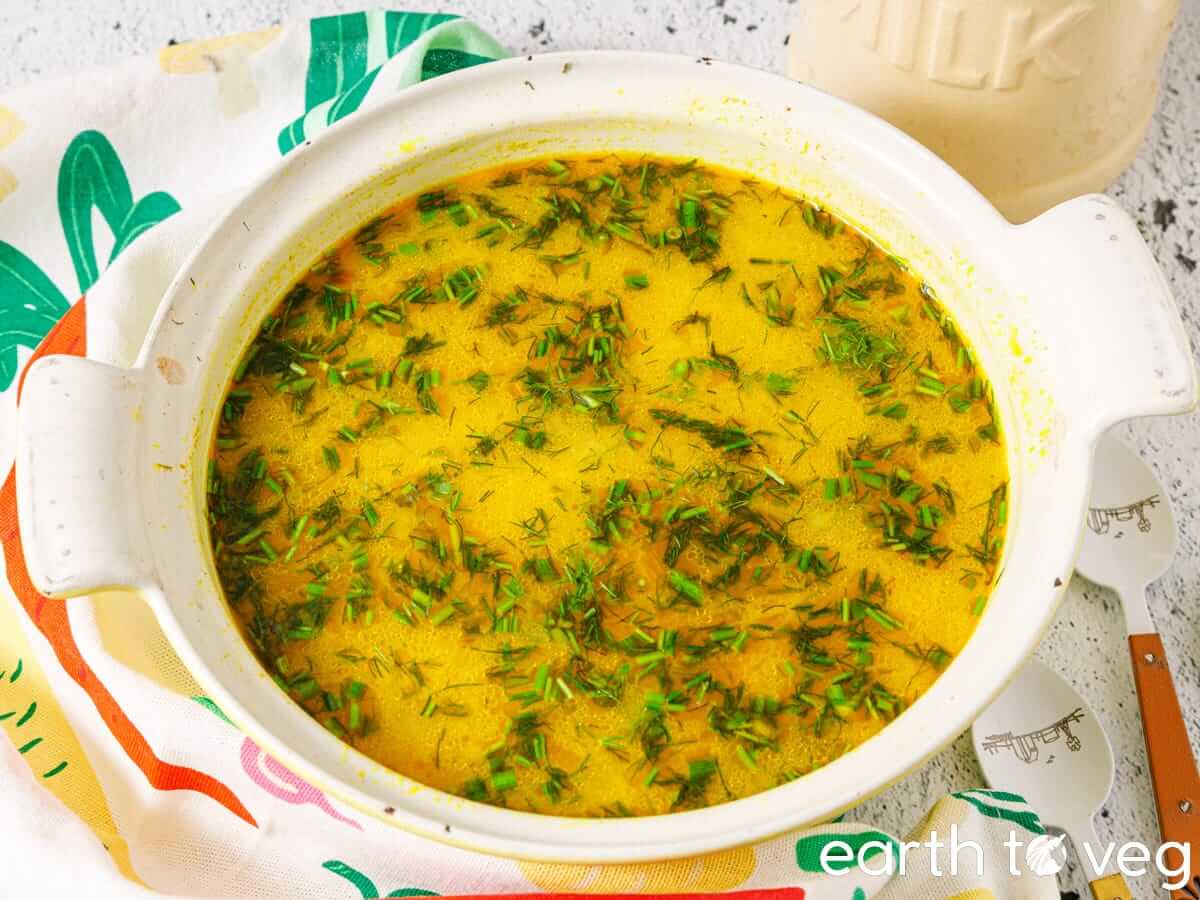 A hearty pot of zupa koperkowa soup.