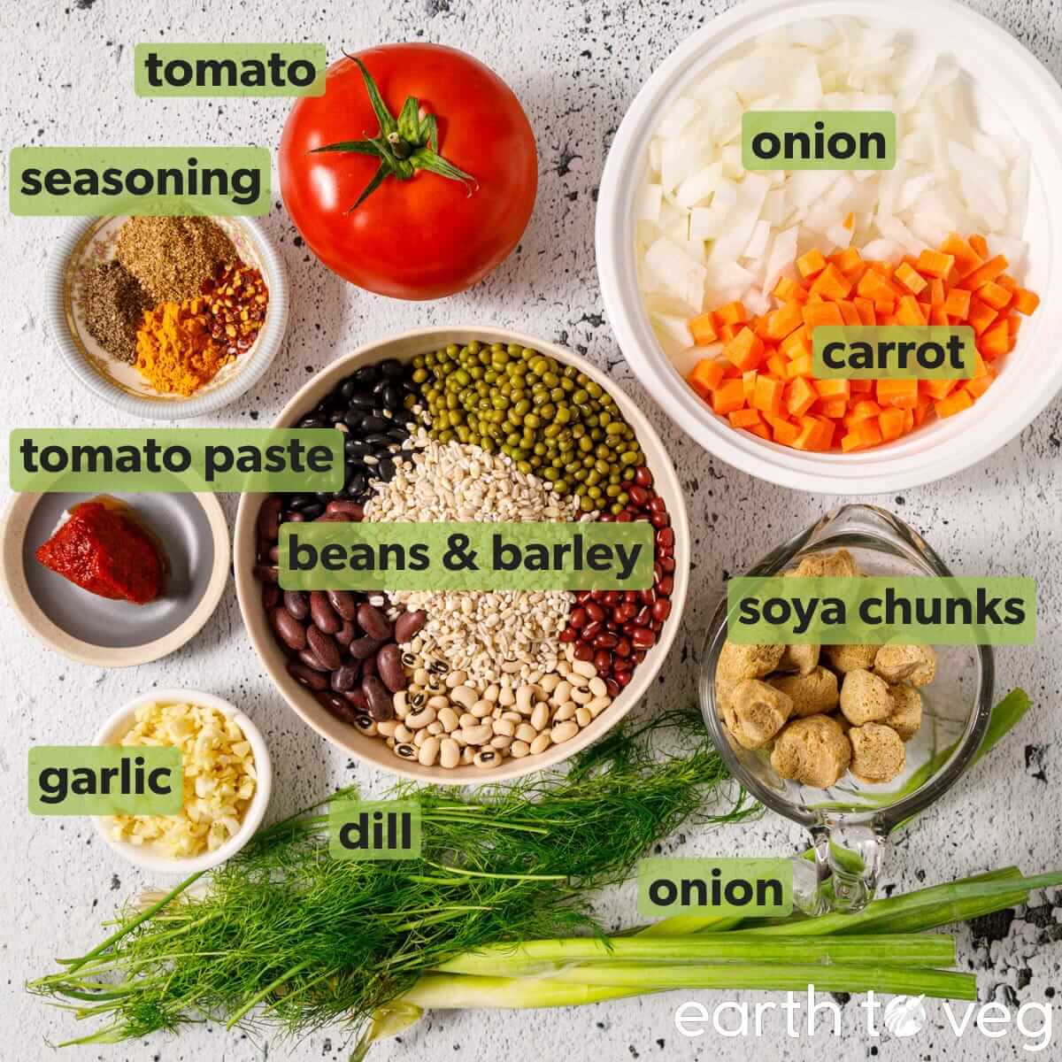 Ingredients for vegetarian mashawa.