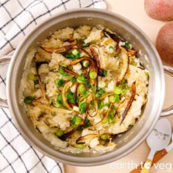 A pot of lepenice (Czech mashed potatoes with sauerkraut).